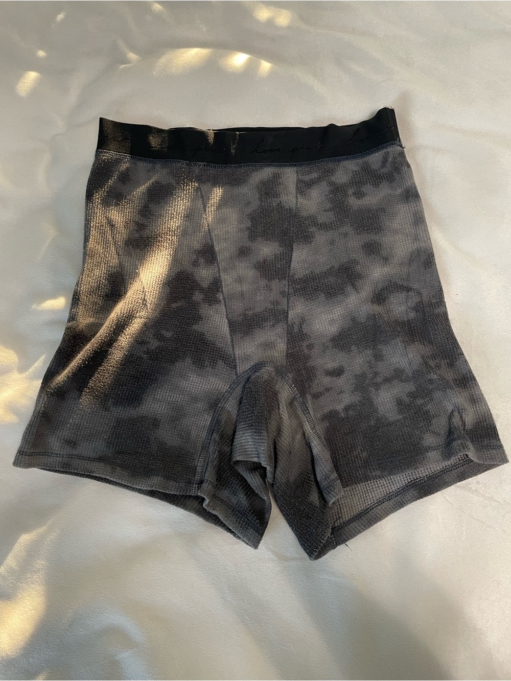 PINK Victoria's Secret Black Tie-Dye Boxer Shorts
